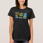 Love Peace Latkes Hanukkah Chanukah Menorah Jewish T-Shirt<br><div class="desc">Love Peace Latkes Hanukkah Chanukah Menorah Jewish.</div>