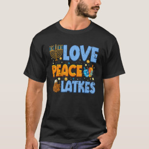 Love Peace Latkes Hanukkah Jewish     Boys Girls K T-Shirt