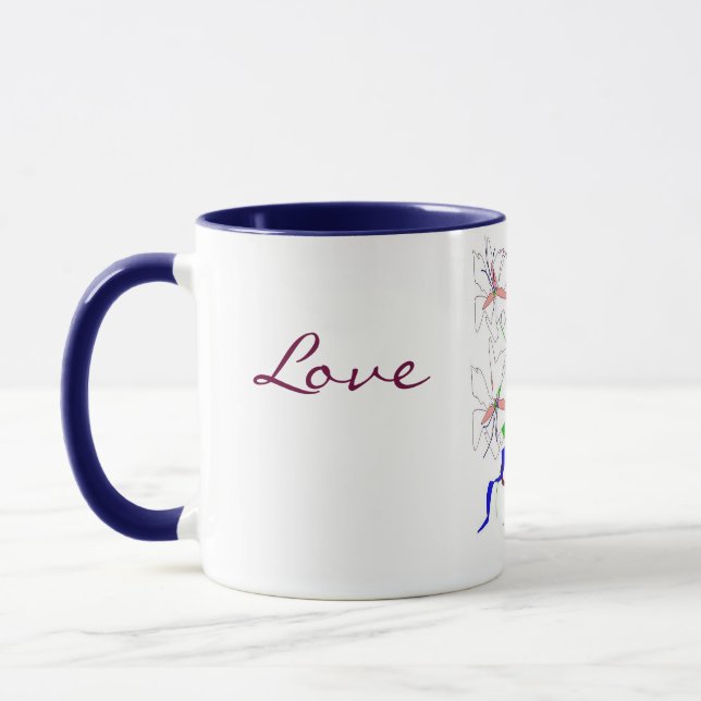 "Love, Peace Lillies" Mug - Customisable (Left)