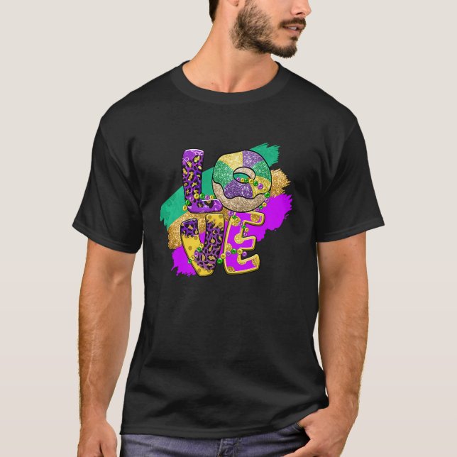 Love Peace Mardi Gras King Cake Woman Kids Girls B T-Shirt (Front)