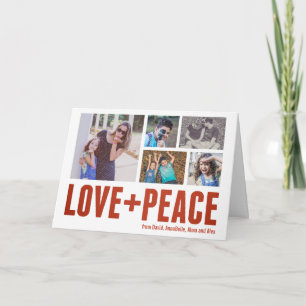 Love + Peace Modern Minimal 5-Photo Holiday