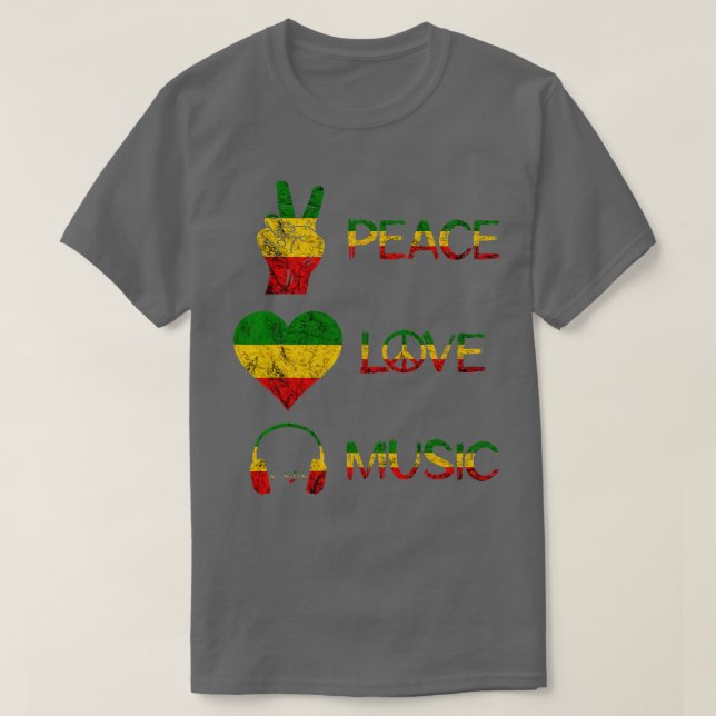 Love Peace Music Rasta Reggae Rastafari Roots Regg T-Shirt (Design Front)