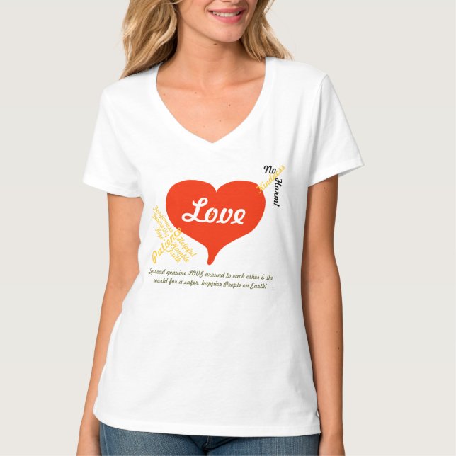 Love, Peace No Harm Red Heart  T-Shirt (Front)