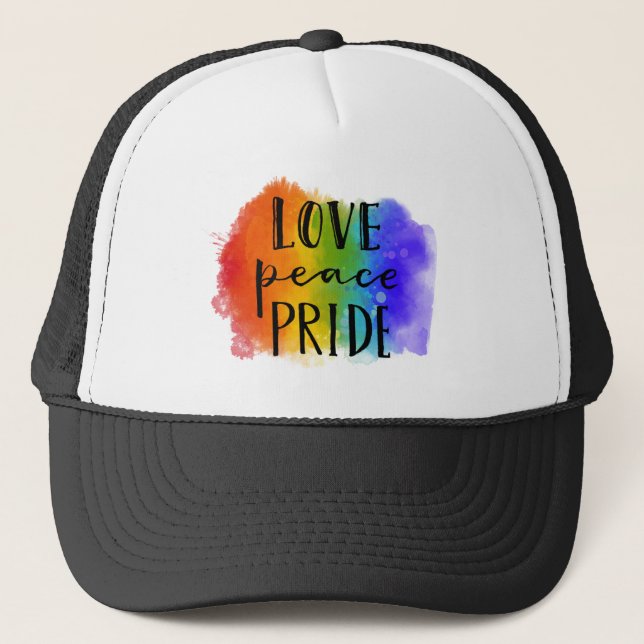 Love Peace Pride Trucker Hat (Front)