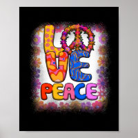 Love Peace Retro 60s & 70s Floral Hippie Peace
