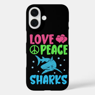Love Peace Sharks Cute Sea Animals Sharks Lover iPhone 16 Case