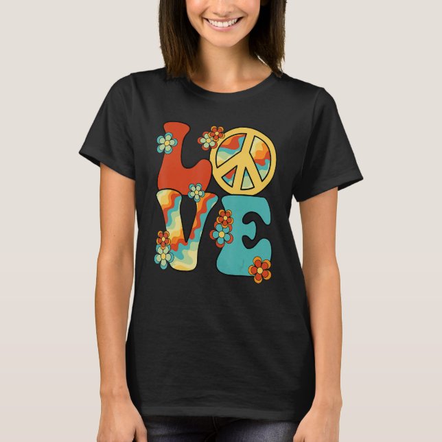 Love Peace Sign 60 s 70 s Costume Party Outfit Gro T-Shirt (Front)