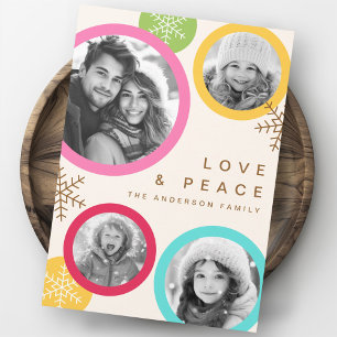 Love peace snowflakes colourful photo holiday card