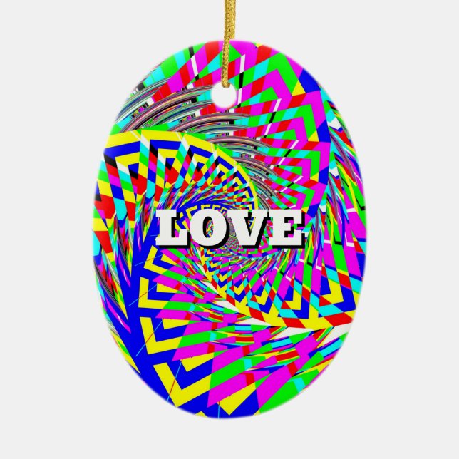 LOVE PEACE SPIRAL CERAMIC TREE DECORATION (Front)