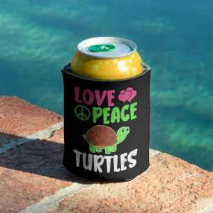 Love Peace Turtles Cute Zoo Animals Turtles Lover Can Cooler