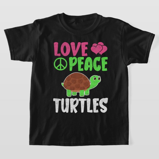 Love Peace Turtles Cute Zoo Animals Turtles Lover T-Shirt (Laydown)