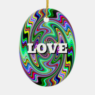 LOVE PEACE ( two-sided ) Ceramic Tree Decoration