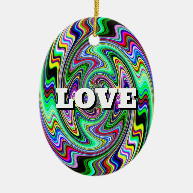 LOVE PEACE ( two-sided ) Ceramic Tree Decoration (Front)