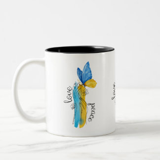 Love, Peace Ukraine Two-Tone Coffee Mug