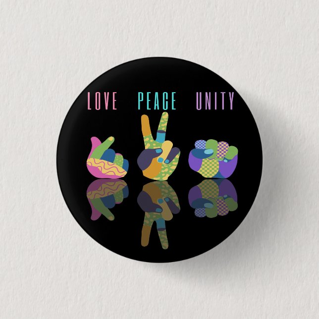 Love Peace Unity Hand Sign   3 Cm Round Badge (Front)