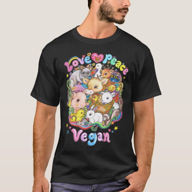 Love, Peace, Vegan T-Shirt (Front)