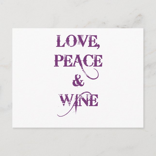 Love Peace Wine Postcard (Front)