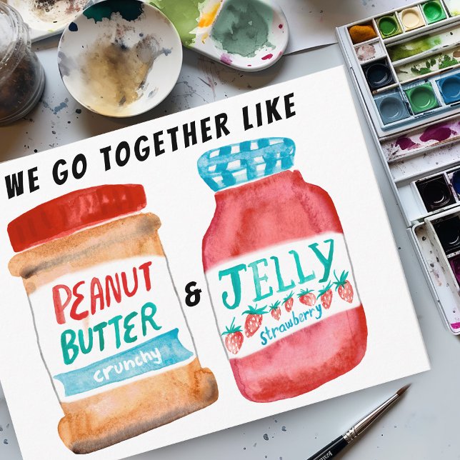 LOVE Peanut Butter and Jelly Watercolor FRIENDS Postcard (LOVE Peanut Butter and Jelly Watercolor FRIENDS Postcard
)