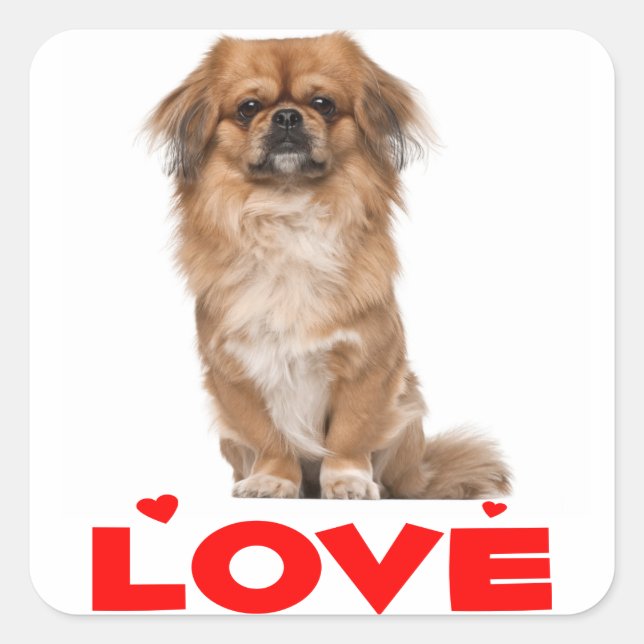 Love Pekingese Puppy Dog Red Heart Sticker / Seal (Front)