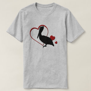 Love Pelican Hearts Mens Grey T-Shirt