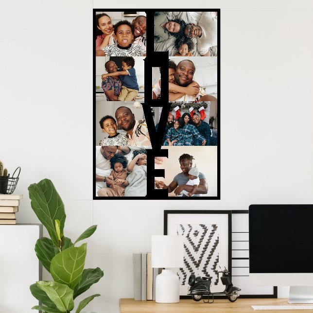 LOVE Personalised 8 photo collage Poster (Home Office)