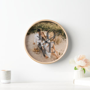 "LOVE" personalised Full photo layout Clock