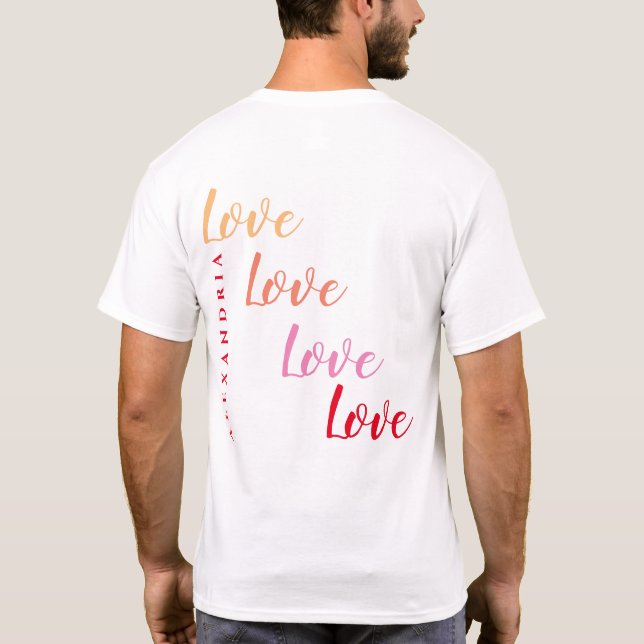Love Personalised Name Back and Pocket Design T-Shirt (Back)