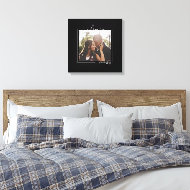 Love Personalised Photo and Text Typography Canvas Print (Insitu(Bedroom))