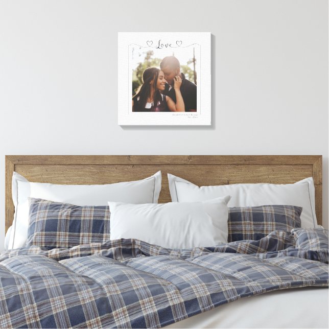 Love Personalised Photo and Text Typography Canvas Print (Insitu(Bedroom))