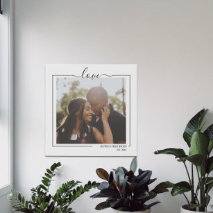 Love Personalised Photo and Text Typography Faux Canvas Print