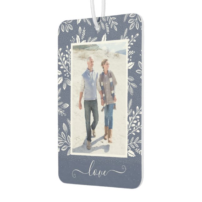 LOVE Personalised Photo Blue Car Air Freshener (Left)