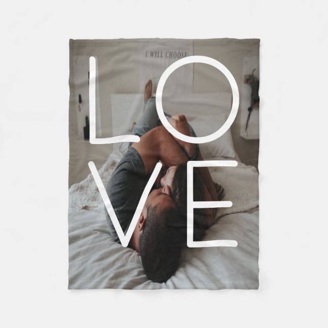 LOVE  personalised photo couples Fleece Blanket (Front)