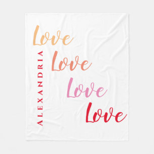 Love Personalised Typography Fleece Blanket