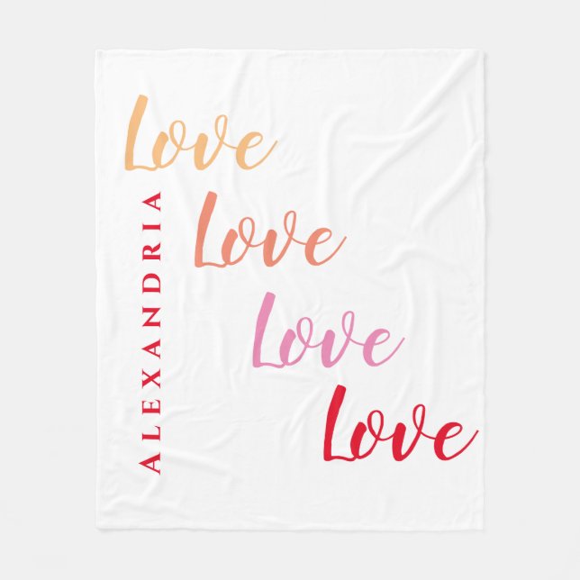 Love Personalised Typography Fleece Blanket (Front)