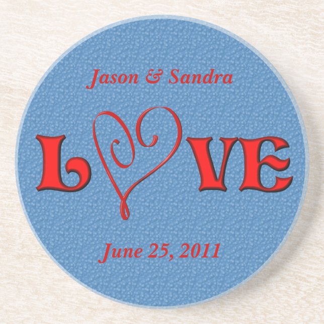 Love Personalised Wedding Gift Coaster (Front)