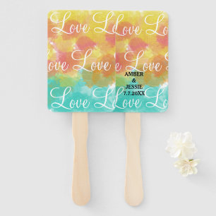 Love Personalised Wedding Gouache Watercolors Hand Fan