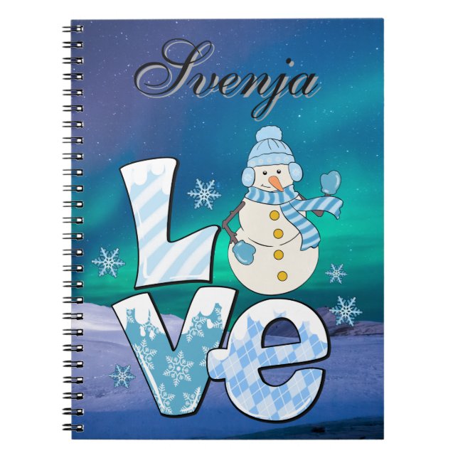 "Love personalizable notebook" with snowman Notebook (Front)