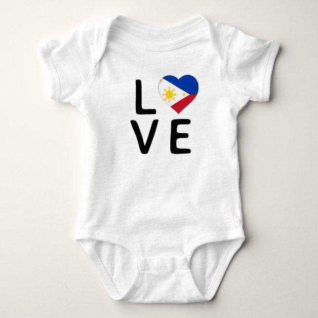 Love - Philippines Flag Baby Bodysuit (Front)