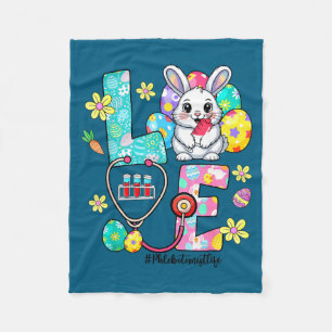 Love phlebotomist life bunny stethoscope easter fleece blanket