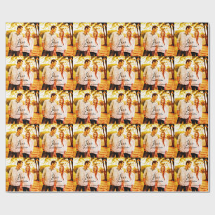 Love photo add name est. Date year wedding couple  Wrapping Paper