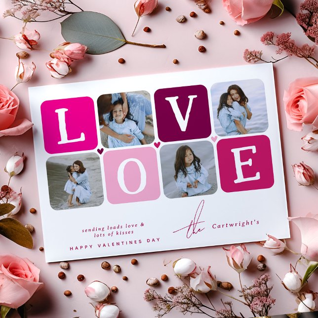 LOVE Photo Block Valentines Holiday Card (Creator Uploaded)