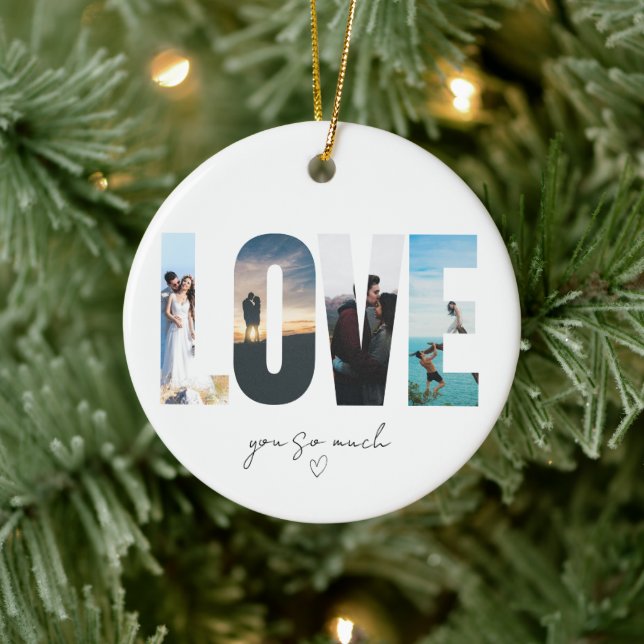 LOVE Photo Collage Christmas Ceramic Tree Decoration (Tree)
