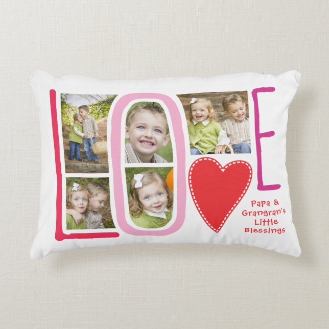 Love Photo Collage Grandkids Pillow for Grandma (Front)