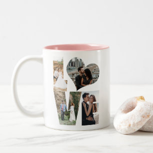 Love Photo Collage Heart Collage Valentine's Day Two-Tone Coffee Mug