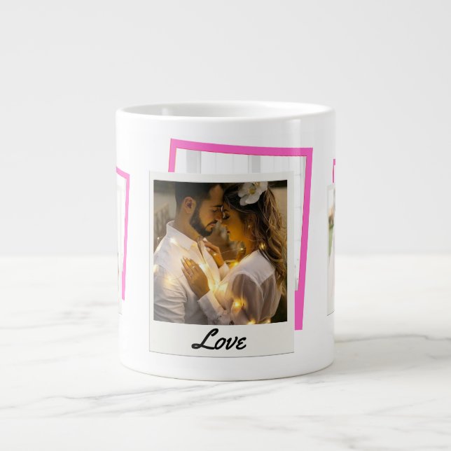 "Love"photo Collage  Large Coffee Mug (Front)