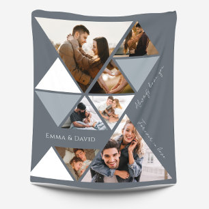 Love Photo Collage Modern Elegant Fleece Blanket