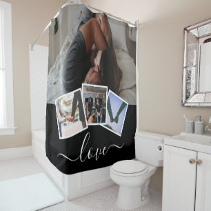 Love Photo Collage Personalised 4 Photo Template Shower Curtain