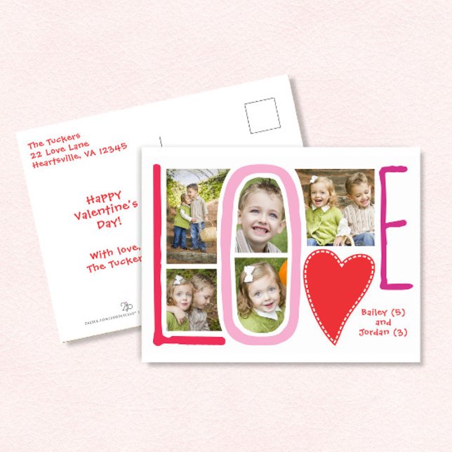 LOVE Photo Collage Valentine Postcard (Creator Uploaded)