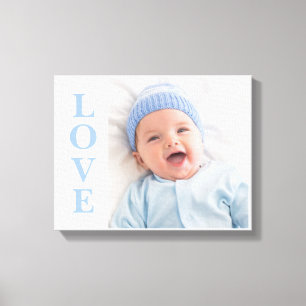 Love Photo Keepsake Blue Typography Canvas Print