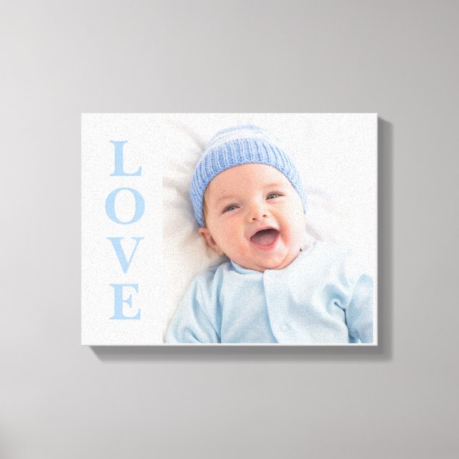Love Photo Keepsake Blue Typography Canvas Print (Front)